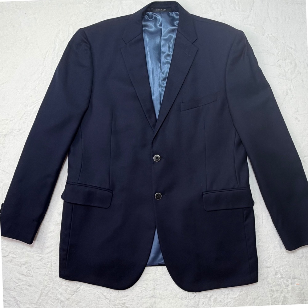 Saks Fifth Avenue BLACK Loro Piana Wool‎ Blazer Jacket Navy 44R